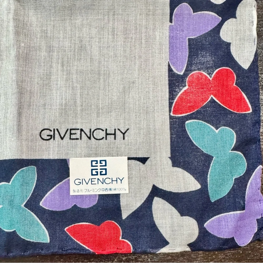 Givenchy Multicolor Butterfly Border Handkerchief Scarf